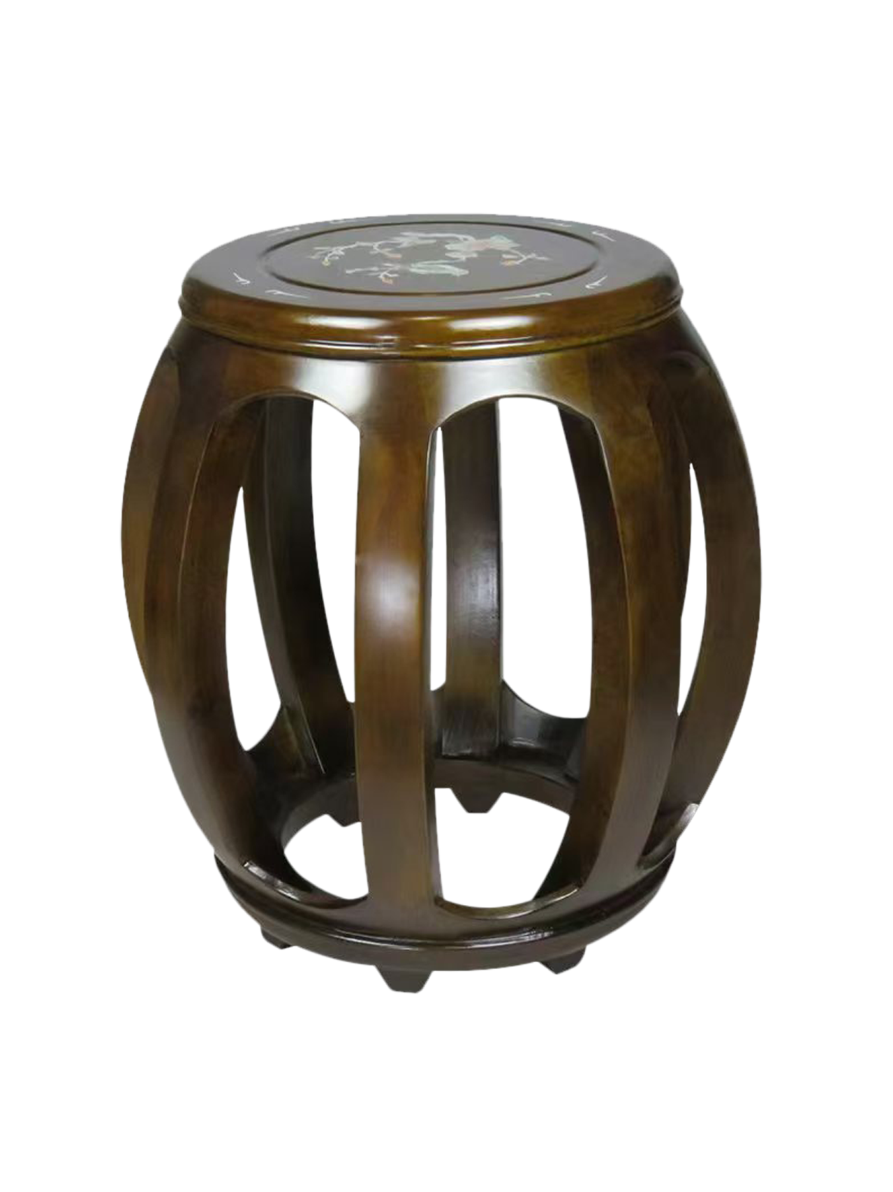 琴凳 - 楠木色花鸟琴凳