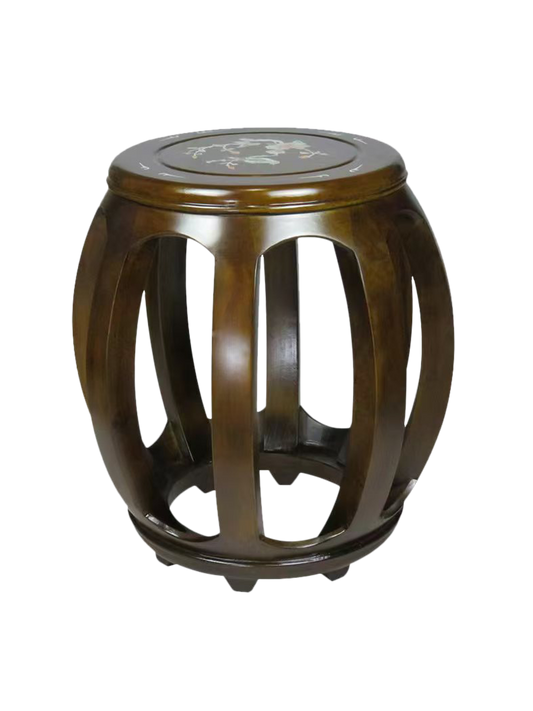 琴凳 - 楠木色花鸟琴凳