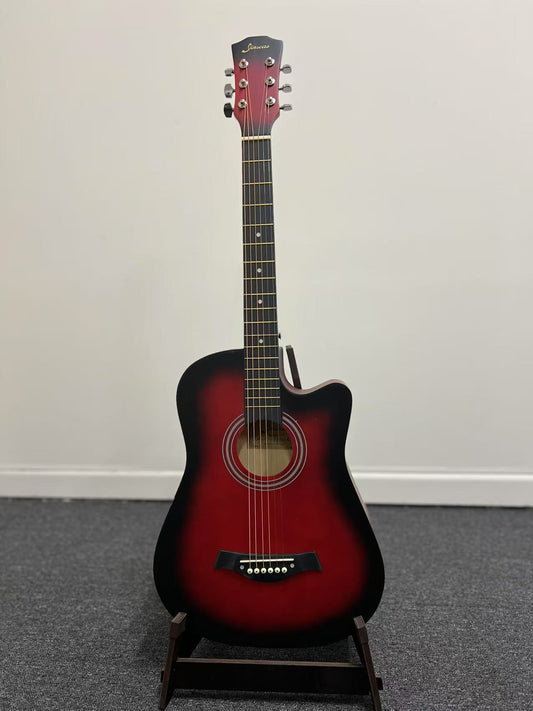 AUCN Guitar - 38-inch Standard Acoustic Guitar Red-Black