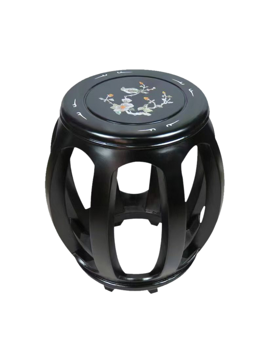 琴凳 - 黑色花鸟琴凳